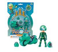 Giochi Preziosi Petronix Defender - Tim and Shell - E, Mission with Motorcycle and Removable Backpack Toy, Action Figure Figure, 7 cm, Transformable Superhero for Children from 3 Years