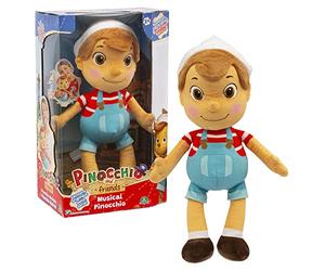 Giochi Preziosi Pinocchio PNH10000 - Musical Plush Toy 36 cm with Hat, Just Press On The Belly That You Can Hear The Theme Of The TV Series, For Children From 3 Years Old, For Children From 3 Years