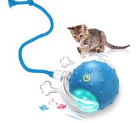 Giociv Cat Toys Interactive with Motion Activated & Chirping, Rolling Super Fast on Carpet Happy Party Game with Kittens - Blue