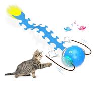 Giociv Interactive Ball for Indoor Cats, Fast Roll on Carpet, Squeak and Motion Activated (Blue Centipede)