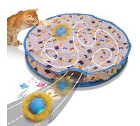 Giociv Interactive Cat Toys Ball Fast Rolling in Pouch, Motion Activate Chirping Cat Toy Hide and Seek Mouse Catching Game (Blue)