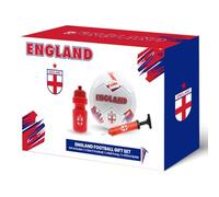 Gioco International Country Themed Football Gift Set, Includes Size 5 Team Ball, Pump and 500ml Bottle, Fan Present, England, White/Red/Blue