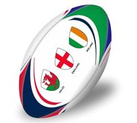 Gioco International Tournament Themed Rugby Ball | Flag Design | Durable Rubber | All-Weather Play, Official Size 5