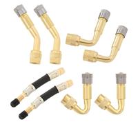 Giococo 8 Pcs Valve Extender, 2 Pcs 3.93 Inch Rubber Hose Tire Valve Extender, 2 Each of 45°/90°/135° Angle Brass Extenders, Suitable for Cars, Bicycles, Motorcycles, Rvs, Trailers