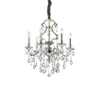 Ideal Lux Lighting Gioconda 6 Light Crystal Chandelier Antique Silver Finish, E1