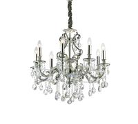 Gioconda 8 Light Crystal Chandelier Antique Silver Finish E14 Netlighting Clear One Size