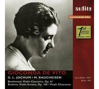 GIOCONDA DE VITO - GIOCONDA DE VITO PLAYS BEETHOVEN, BRAHMS and VITALI [CD]