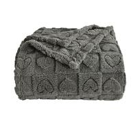 GIOKARNNA Heart Checkered Throw Blankets, for Love Mother Friends Pets,280 GSM Super Soft Warm Lightweight Fluffy Bed Blanket for Women Anniversaries(Gray,60"x80")