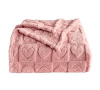 GIOKARNNA Heart Checkered Throw Blankets, for Love Mother Friends Pets,280 GSM Super Soft Warm Lightweight Fluffy Bed Blanket for Women Anniversaries(Pink,50"x60")