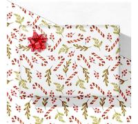 GIOLNIAY Green Christmas Wrapping Paper for Kids Adults - Holiday Gift Wrap Candy Cane with Greenery and Berries on White - 4 Jumbo Sheets, 28" x 40" Each (31 sq. ft ttl), Easy to Store