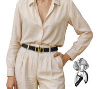 Giomos Skinny Leather Belt for Women with Gold Buckle - 2-in-1 Reversible Belt for Dresses, Jeans & Pants