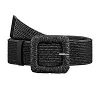 Giomos Straw Woven Elastic Belt for Women, Boho Braided Raffia Waist Belt, Stretch Rattan Belt for Summer Dresses and Fashion Outfits, Black