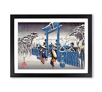 Gion Shrine In Snow By Utagawa Hiroshige Asian Japanese Framed Print | A2 Black Framed Wall Art | Ready to Hang | Asian Landscape Picture | Living Room Bedroom Lounge Office