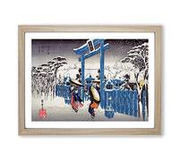 Gion Shrine In Snow By Utagawa Hiroshige Asian Japanese Framed Print | A2 Oak Framed Wall Art | Ready to Hang | Asian Landscape Picture | Living Room Bedroom Lounge Office