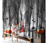 GIONAR 1.5x10.16M Halloween Creepy Cloth, Black Large Size Halloween Scary Spooky Cloth, Windows Doorways Cover Gauze for Halloween Party Haunted House Decorations