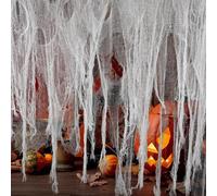 GIONAR 1.5x10.16M Halloween Creepy Cloth, White Large Size Halloween Scary Spooky Cloth, Windows Doorways Cover Gauze for Halloween Party Haunted House Decorations
