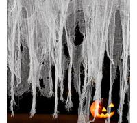 GIONAR 1.5x7.6M Halloween Creepy Cloth, White Large Size Halloween Scary Spooky Cloth, Windows Doorways Cover Gauze for Halloween Party Haunted House Decorations