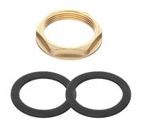 GIONAR 1 Psc 1-1/2 Inch Brass Lock Nut with Flange, with 2 Psc 1-1/2 Inch Flange Washers, Flanged Brass Backnut, for Kitchen Sink, Basin, Water Heater and Washing Machine Plumbing