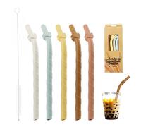 GIONAR 10 Pcs Silicone Straws Reusable & Bendable - BPA-Free, Dishwasher Safe Wide Drinking Straws for Smoothies, Boba, Hot/Cold Drinks - Eco-Friendly with Cleaning Brush