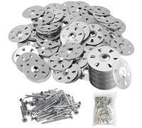 GIONAR 100Pair 35mm Easy Fix Washers with 30mm Screws Kit, Thicken Galvanised Steel Washers and Insulation Screw, for Tile Backer Board, Insulation, Cement, Thermo, Aqua Board Fixings