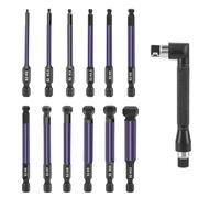 GIONAR 13Pcs Hex Bit Set, with 12 Ball End Allen Key Drill Bit Set and 1 Mini Double Ended Socket, S2 Steel 1/4” Hex Shank Magnetic Screwdriver Bits, 65mm Allen Key Screwdriver Set H2-H12