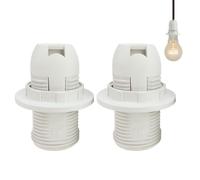 GIONAR 2 Pcs E14 Lamp Holder, Bulb Holder with Lampshade Ring, Light Bulb Holder for Table Lamp, Floor Lamp, and Ceiling Fixtures, Electric Socket for Pendant Lighting, E14 Bulb Socket Replacement