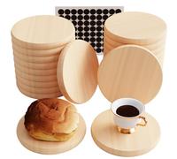 GIONAR 20 Pack Unfinished Wood Coasters, 4 Inch Wooden Coasters for Crafting, Wooden Blanks Coasters with 80 Non-Slip Pads, Round Wood Discs for DIY Painting Pyrography Engraving