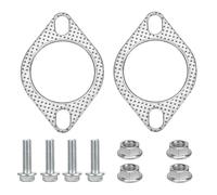 GIONAR 2Pcs 2.5 Inch Exhaust Flange Gasket Set, Exhaust Manifold Gasket with 4 Bolts & Nuts, Heavy Duty Flange for Car Pipe & Catalytic Converter
