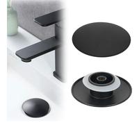 GIONAR 2PCS 66mm Pop Up Bathroom Sink Plugs, Basin Waste Push Button for Bathroom & Kitchen, Matte Black, Pop Up Waste for Bathroom Sink, Black Basin Waste Plug, Push Button Sink Plug