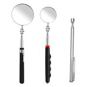 GIONAR 3 Pack Telescoping Inspection Mirror, Stainless Steel Extendable Mechanic Mirror, 50mm Round Mirror Tool for Vehicle Inspection, Small Part Check, Eyelash and Mouth Observation（50mm&85mm）