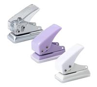 GIONAR 3 Pcs Single Hole Punch, Mini Hole Punch, Hole Puncher for Crafts, Punch 10 Sheets at a Time, With Paper Scrap Collection Trough(White&Purple&Transparent）