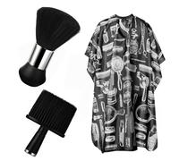 GIONAR 3-Piece Hairdressing Accessory Set, Neck Brush, Hairdresser Hair Brush, Hair Cleaning, with Haircut Hairdressing Capes, Professional Hair Styling and Cleaning for the Salon, Black