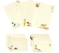 GIONAR 36 Pcs Letter Writing Set, Includes 24 Writing Paper + 12 Envelopes, Hand-Painted Illustration Letter Paper, 4 Cat Themed, A5 Stationery Set for Greeting Cards/Thank You Notes/Invitations