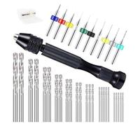 GIONAR 36PCS Mini Hand Drill Set, Pin Vise with Micro Mini Twist Drilling Bits 0.5-3mm and PCB Drill 0.1-1mm for Crafts, Jewelry, Woodworking & PCB Drilling