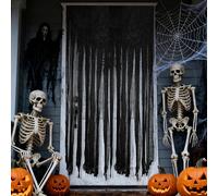 GIONAR 4 Pcs Black Halloween Doorway Curtain- 65x39Inch Creepy Gauze for Door Curtain Decorations- Scary Spooky Cloth for Halloween Party Haunted House Entrance Decor