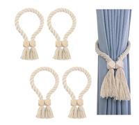 GIONAR 4 Pcs Magnetic Curtain Tie Backs - Strong Magnet Holdbacks for Thin/Thick Drapery, Modern Tiebacks for Home & Office (Beige)
