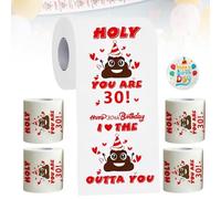 GIONAR 4PCS Birthday Napkins 30th, Creative Toilet Roll, Toilet Paper Rolls with a Hilarious Pattern and HOLY You are 30!", for Birthday Decoration(3 Layers 17m Long)