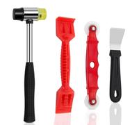 GIONAR 4PCS Window Glazing Tool Kit - Heavy-Duty Glazing Hammer, Glazing Shovel, Paddle & Red Window Roller for Efficient Window Fitting, Bead Removal & Deglazing - Complete Glazing Tools Set