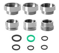 GIONAR 6 Pcs Faucet Adapter, Tap Adapter Copper Material with Silver Plating, 6 Sizes Universal(16/18/20/24/26/28mm Female to 22mm Male), for Aerators/Showers/Garden Hoses, with Rubber Washers