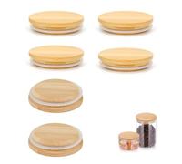 GIONAR 6Pcs Bamboo Lids for Gu Pot, 80 mm Gu Pot Lids Bamboo, Gu Cheesecake Jars with Silicone Sealing, Reusable Airtight Glass Storage Can