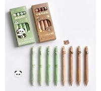 GIONAR 8 PCS 0.5mm Erasable Ballpoint Pen Set, Blue | Cappuccino Bear and Cartoon Panda Rollerball Retractable Pen- Cute Anti-Slip Friction Pens for Writing and Office Supplies