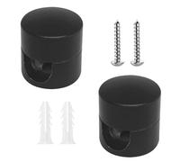 GIONAR Aluminum Cable Clips, 1 Pair with Wall Plugs and Screws, Ceiling and Wall Mount, Textile Power Cord Holder, Black Finish, Fixes Light Fixtures and Pendant Lights