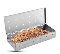 GIONAR BBQ Smoker Box, Premium Stainless Steel BBQ Smoker Box, Gas BBQ Accessories, Compatible with Electric, and Charcoal Grills for Grill Enthusiasts, Silver