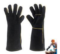 GIONAR Fire Gloves for Wood Burners, Heat Resistant Fireproof Leather Gloves for Welding, Large Insulated BBQ Stove Glove for Fireplace, Baking, Stove, Pot Holder, Oven & Animal Handling