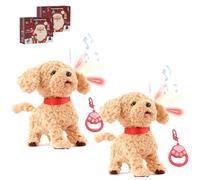 GIONAR Froplay Dog, Froplay Robot Dog with Sticking & Licking Tongue, Leash Remote Control, Froplay Puppy Spark Curiosity, Voice Mimic, Lifelike Sounds, Battery Powered, Soft Plush (2 Pcs)