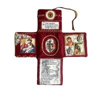 GIONAR Handcrafted Pocket Devotional - Faith Edition, catholi pocket shrine christian, handmade Embroidered travel prayer kit catholic with Silver Cross,Fold able Cross-Shaped Fabric Pouch (A)