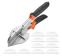 GIONAR Mitre Shears Set, Multi Angle Trim Cutter with 10 Replacement Spare Blades, Electrician Multifunctional Trunking Scissors for Cutting Soft Wood, Plastic, PVC, Cut at 45 to 135 Degrees