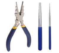 GIONAR Wire Looping Tool Set,6-in-1 Blue Yellow Bail Pliers with 2 Wire Looping Mandrels,Jewellery Pliers for Wire Wrapping and Jump Rings, Essential Jewellery Making Tools
