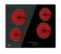 GIONIEN Ceramic Hob 60cm Electric Cooktop Burner, Built in Black Glass Cooker with 4 Cooking Zones,Hardwired (no plug),GCE460TC