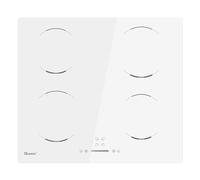 GIONIEN Induction Hob 60cm,4 Burners Electric Cooktop, 4 Zone,Child Lock,White Ceramic Glass,Built-in Worktop,Timer,Auto Switch Off,6400W,No Plug